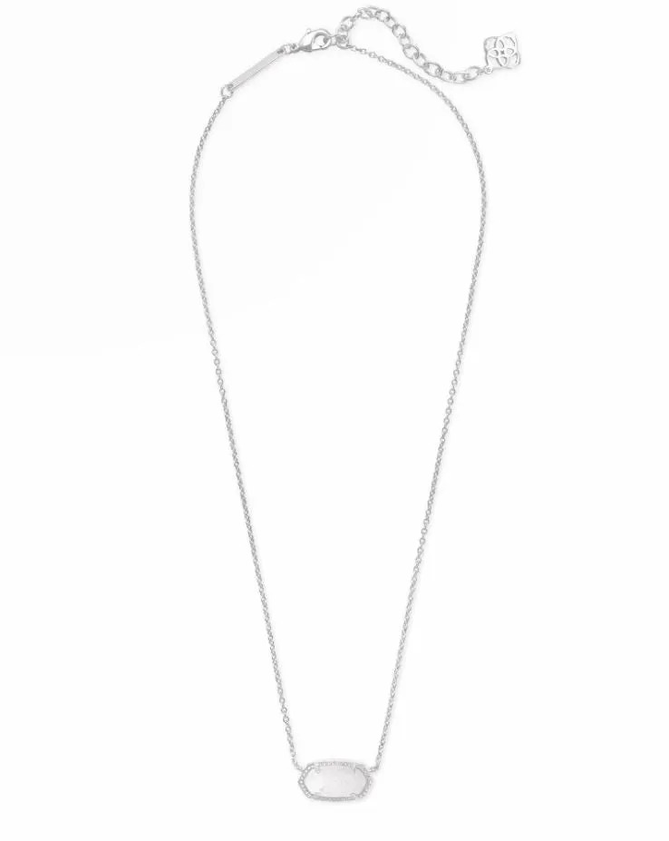 Kendra Scott Elisa Pendant Necklace - White Kyocera Opal, Rhodium Plated
