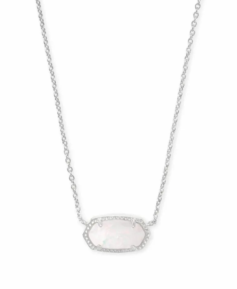 Kendra Scott Elisa Pendant Necklace - White Kyocera Opal, Rhodium Plated