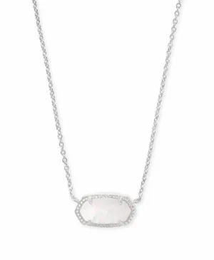 Kendra Scott Elisa Pendant Necklace - White Kyocera Opal, Rhodium Plated