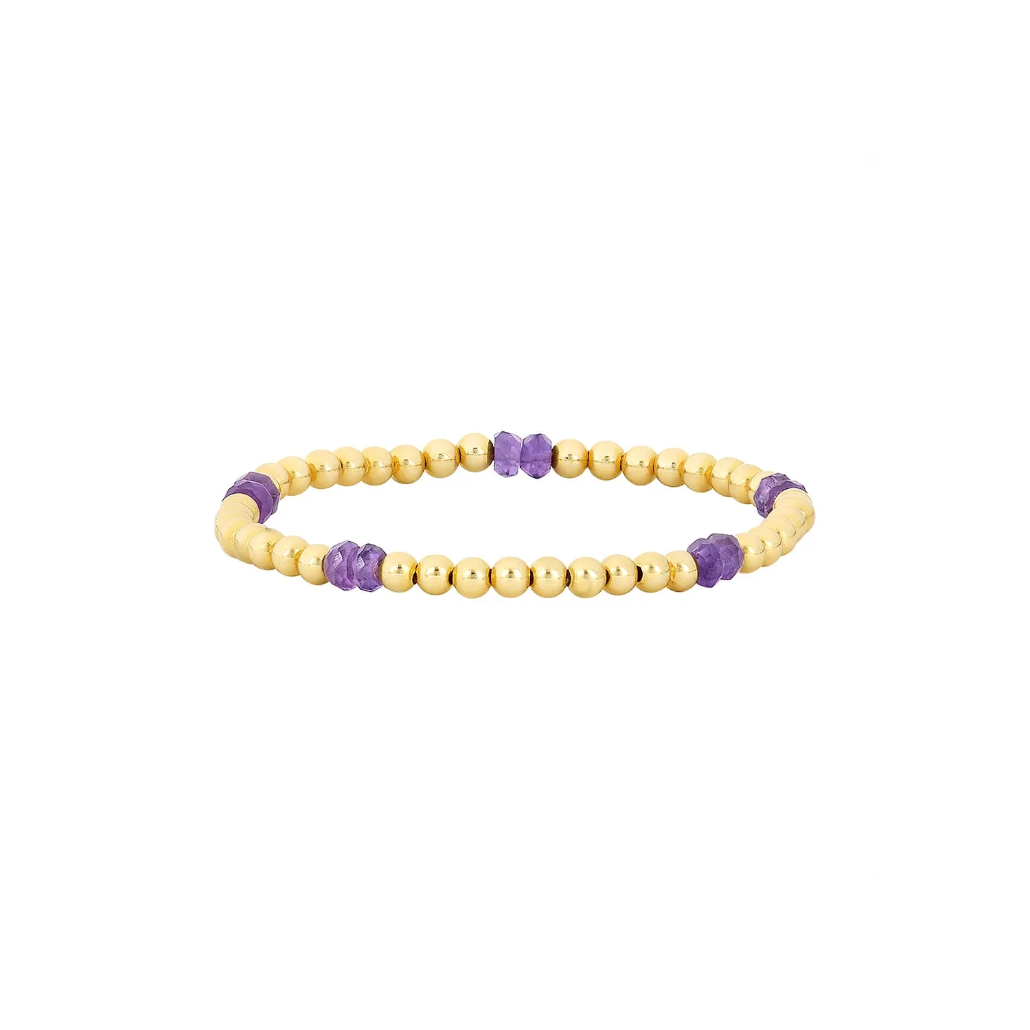 Kids 3MM Yellow Gold Filled Bracelet with Amethyst Pattern