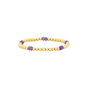 Kids 3MM Yellow Gold Filled Bracelet with Amethyst Pattern