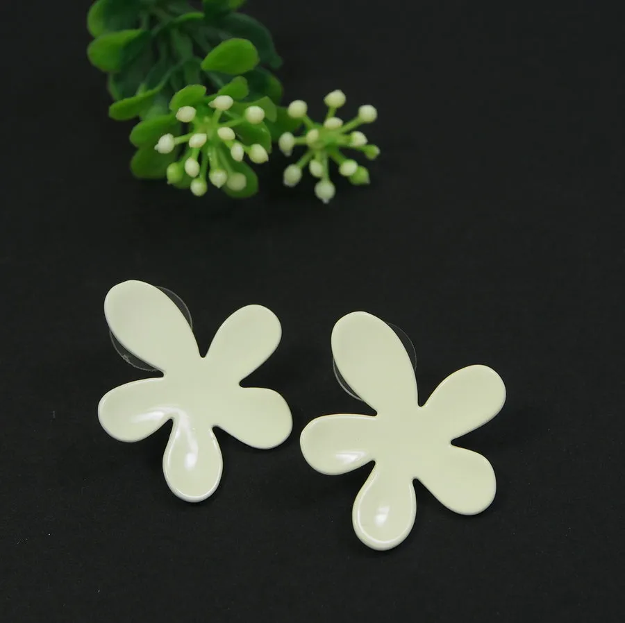 Korean Blue, Purple and White Coloured Floral Stud Earring