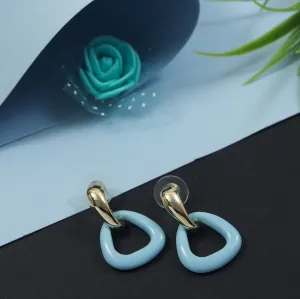 Korean Blue Triangle Drop Earring