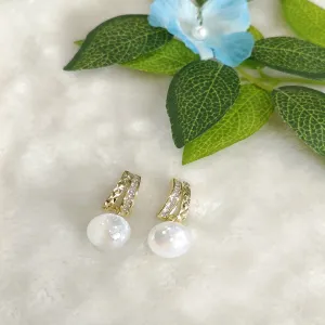 Korean Gold Plated Cubic Zicronia Pearl Drop Earring