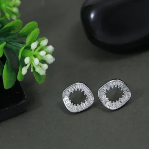 Korean Gold/Rosegold /silver Plated baguette Square shaped Stud Earring