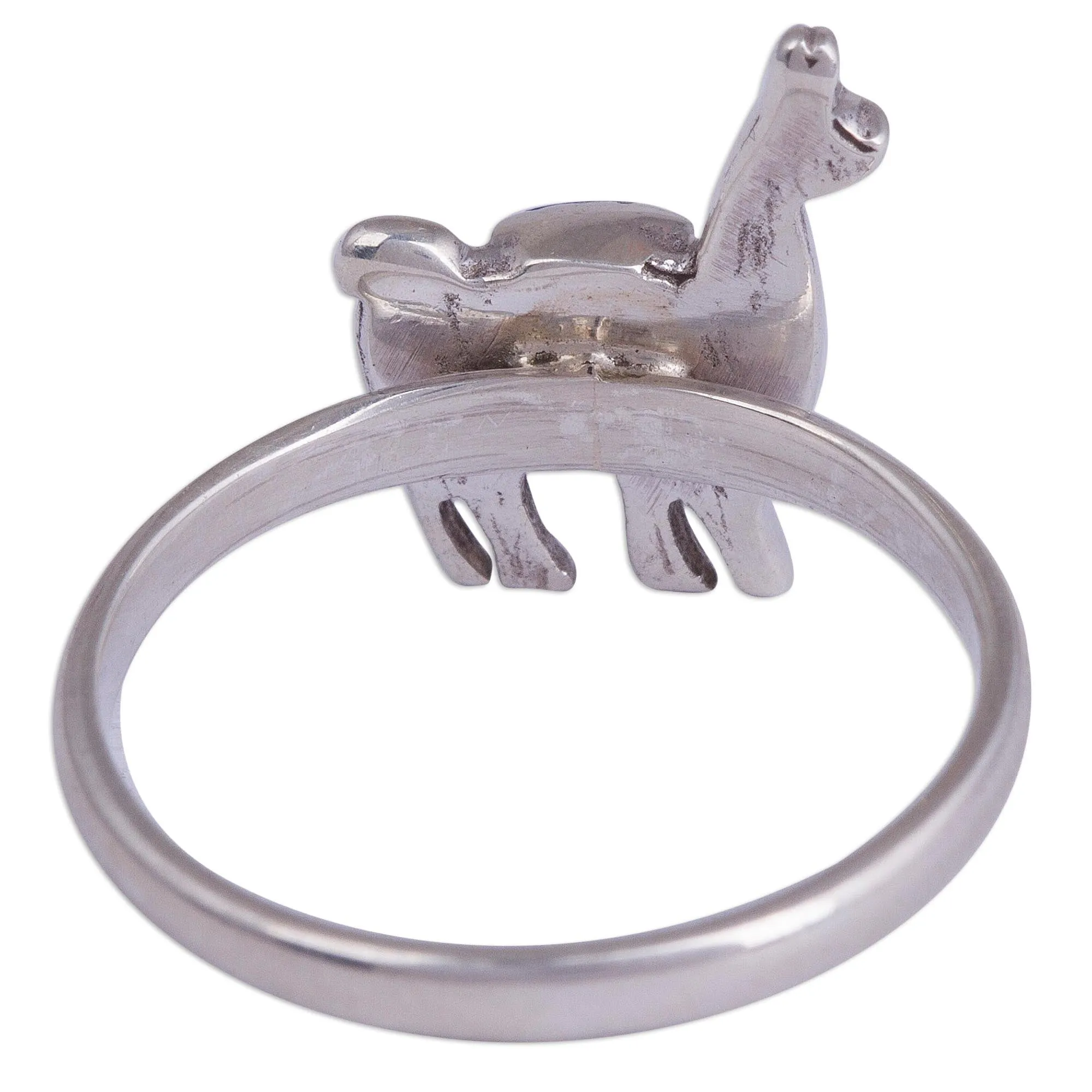 Lapis Lazuli and Silver Llama Cocktail Ring from Peru - Andean Llama | NOVICA