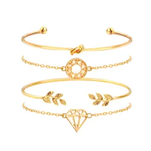 Leaves Diamond Knot Carved Hollow Bracelet