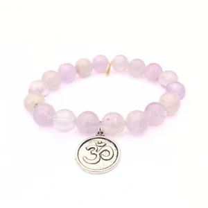 Light Amethyst Crystal Bracelet | Lavender   Silver Om Charm