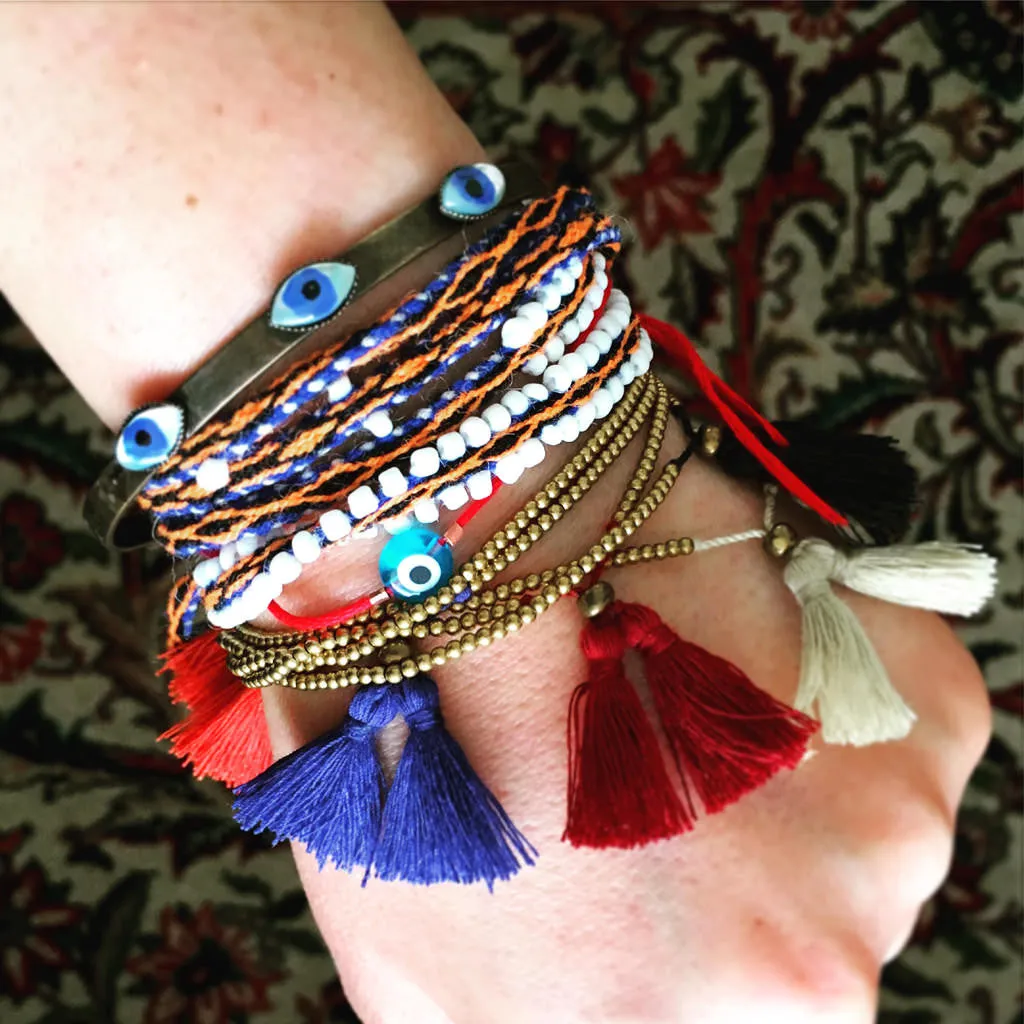 Lima Pompom Beaded Wrap Bracelet