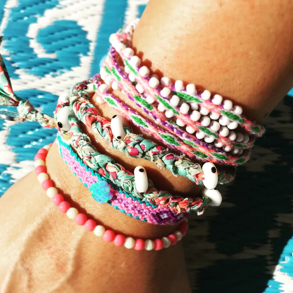 Lima Pompom Beaded Wrap Bracelet