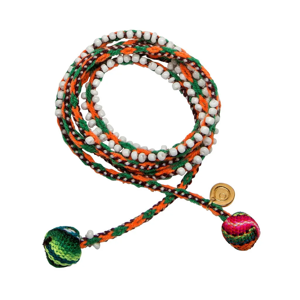 Lima Pompom Beaded Wrap Bracelet
