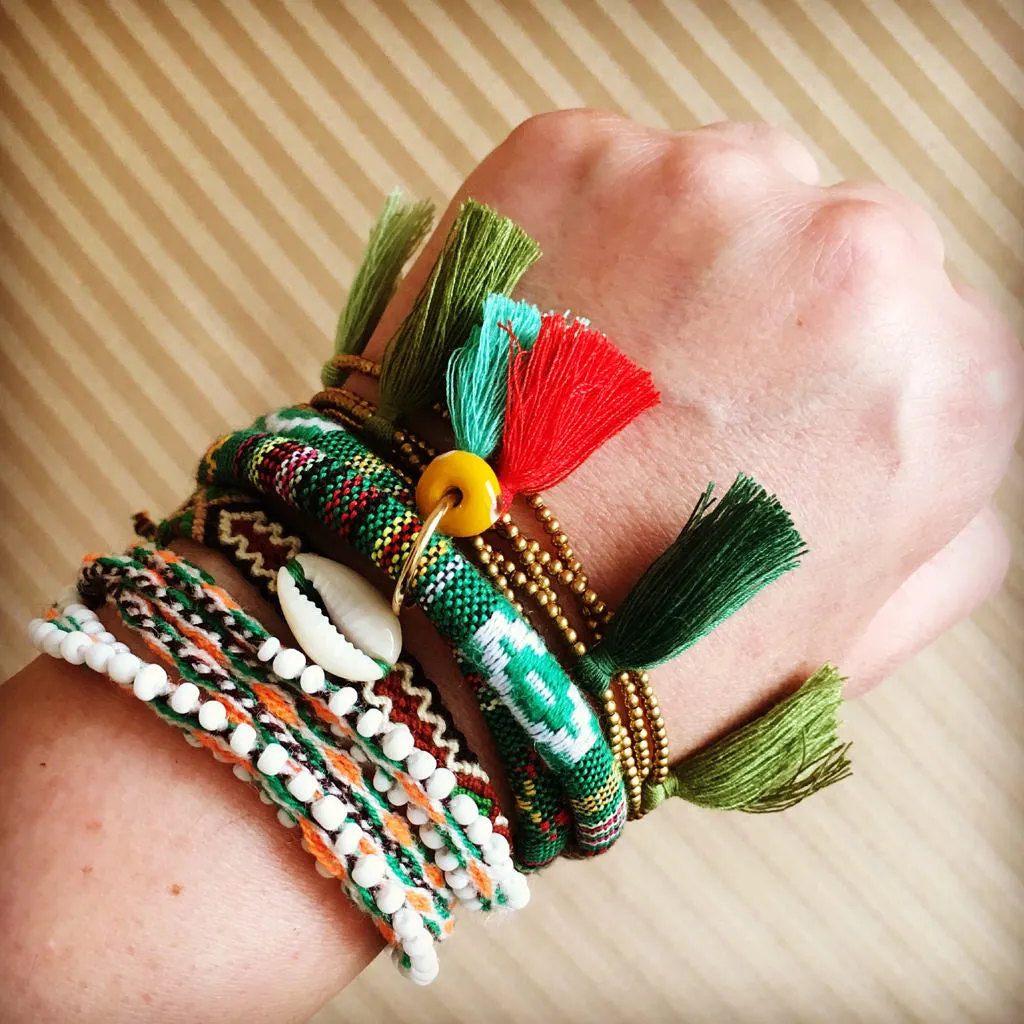 Lima Pompom Beaded Wrap Bracelet