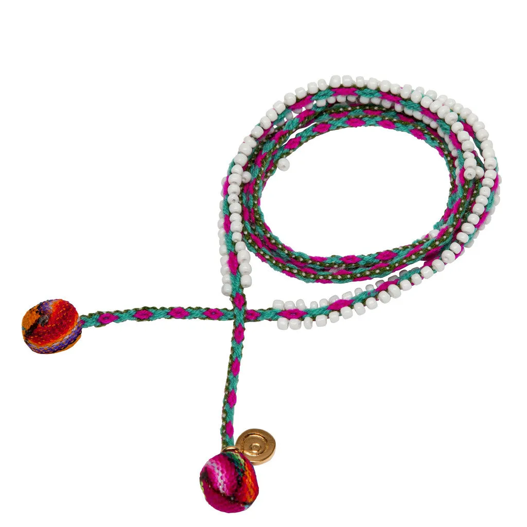 Lima Pompom Beaded Wrap Bracelet