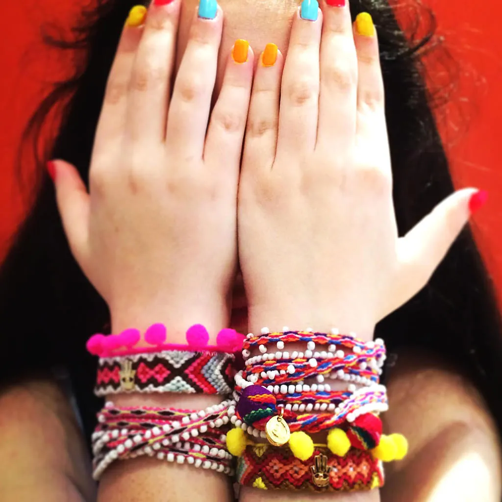 Lima Pompom Beaded Wrap Bracelet