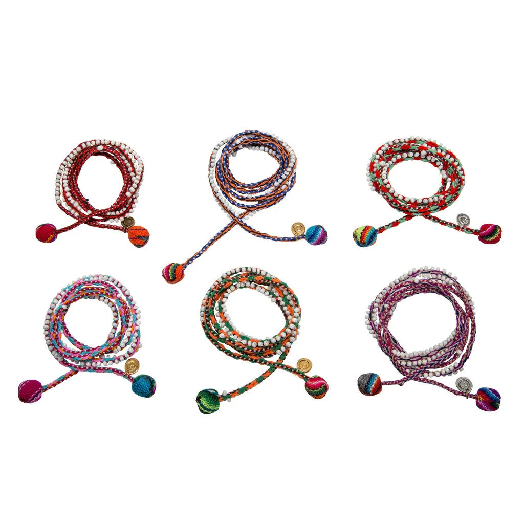 Lima Pompom Beaded Wrap Bracelet