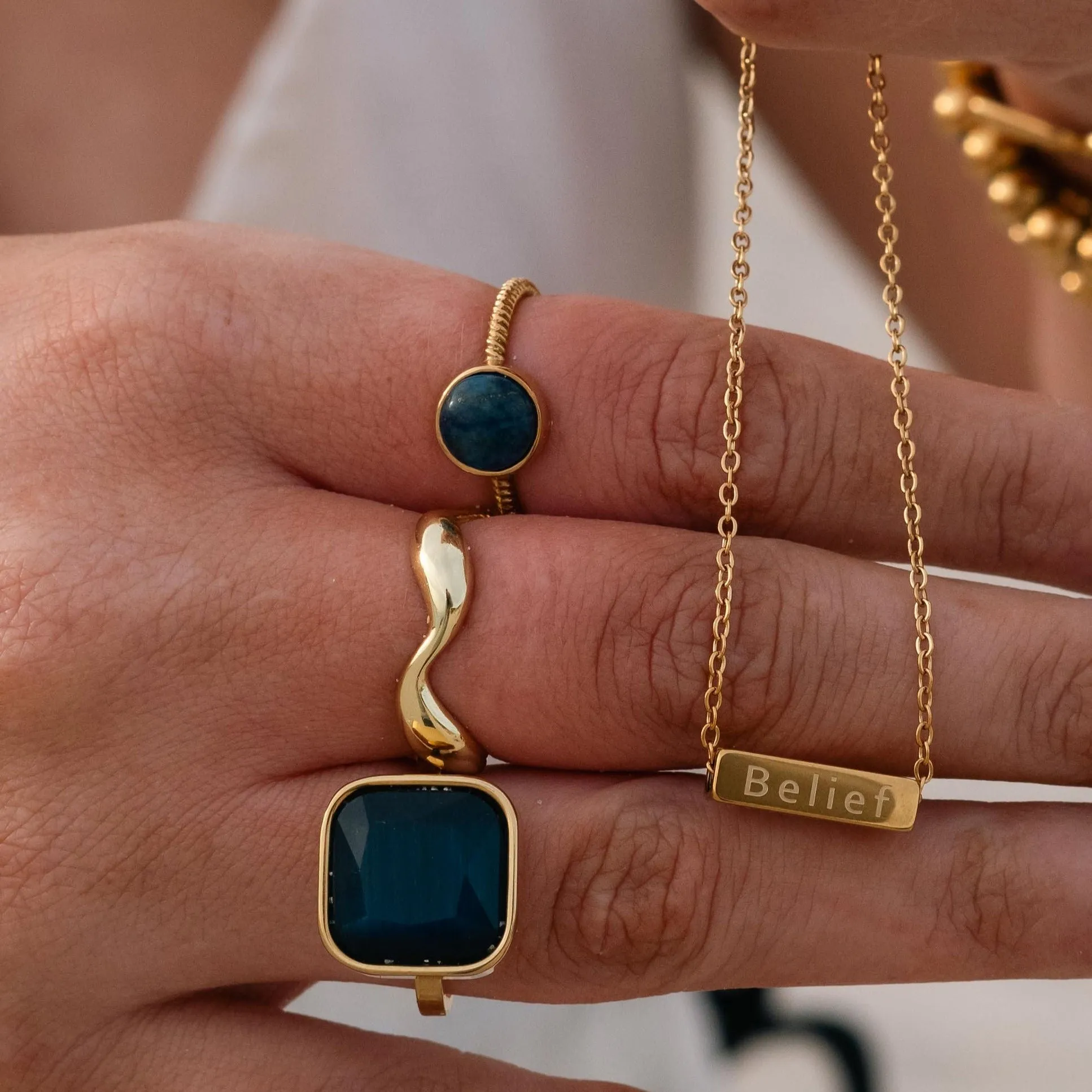 Livia | Lapis Lazuli Gold Plated Adjustable Ring