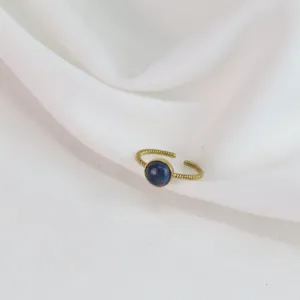 Livia | Lapis Lazuli Gold Plated Adjustable Ring