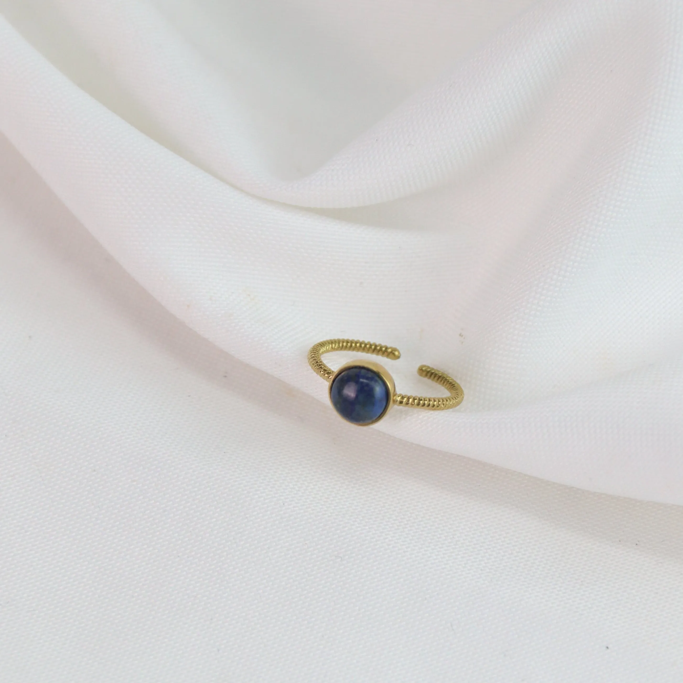 Livia | Lapis Lazuli Gold Plated Adjustable Ring