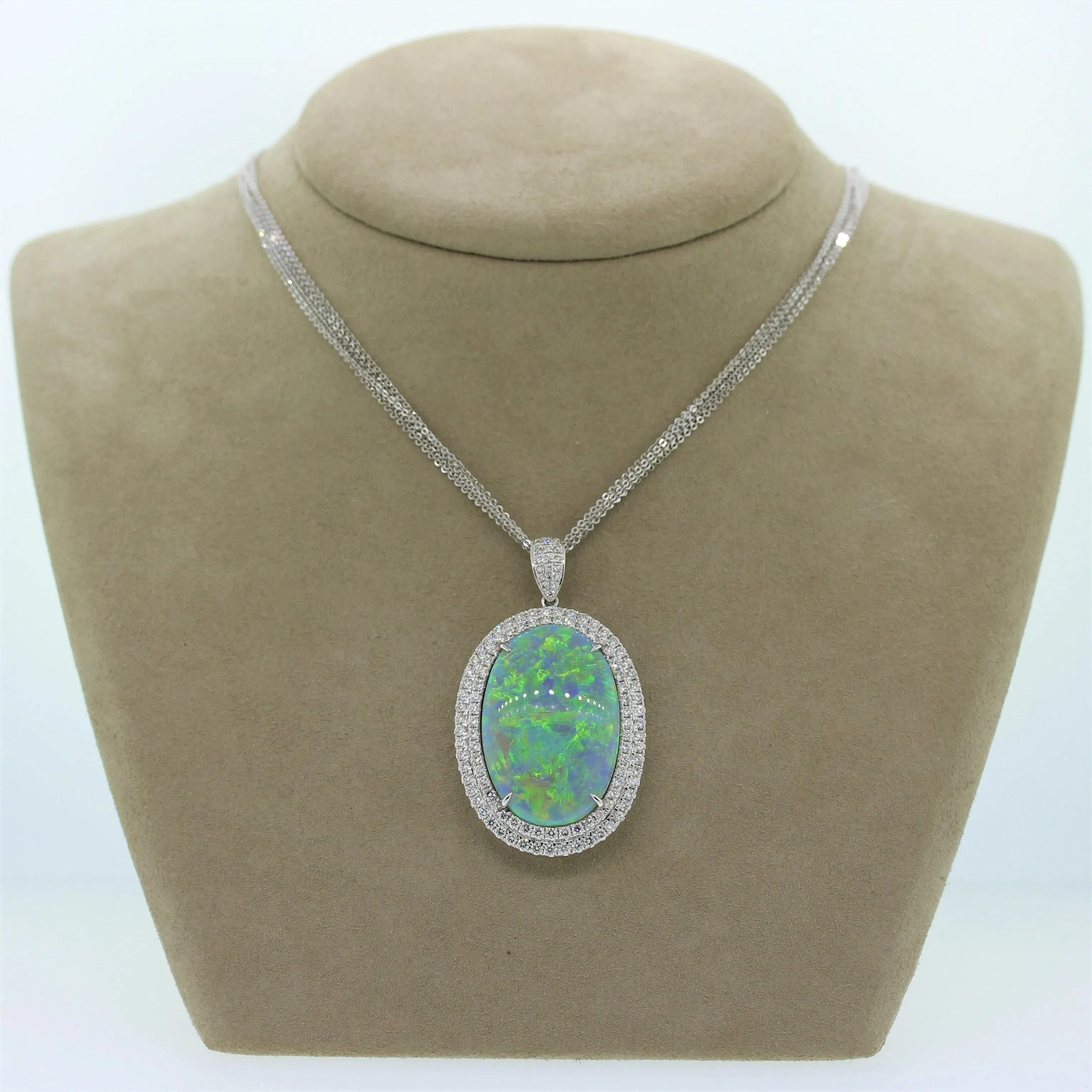 Magnificent Australian Opal Diamond Gold Pendant