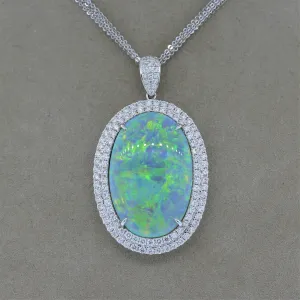 Magnificent Australian Opal Diamond Gold Pendant