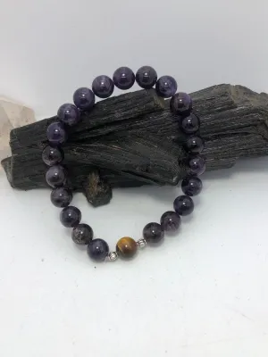 Men’s Amethyst with Tigers Eye Stretchy Bracelet By Infinite Treasures, LLC
