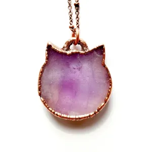 Merging Metals Crystal Cat Necklace - Amethyst