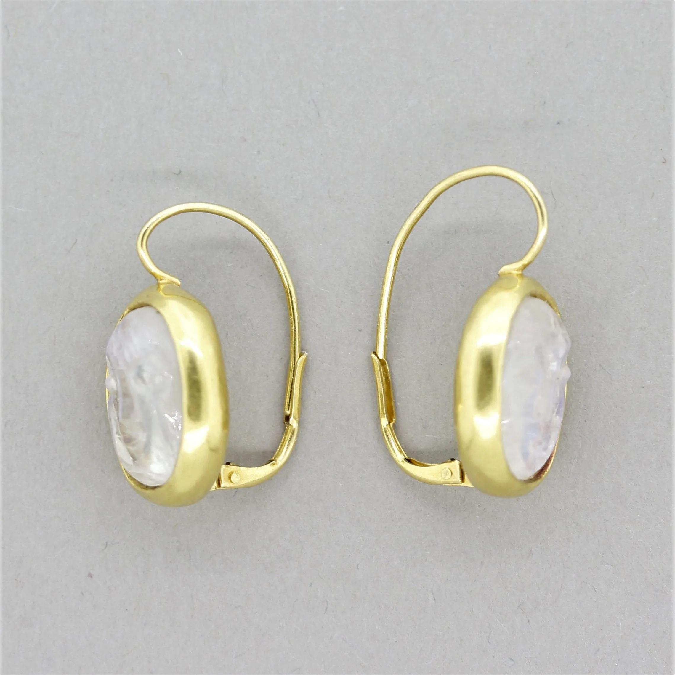 Moonstone Cameo Gold Earrings