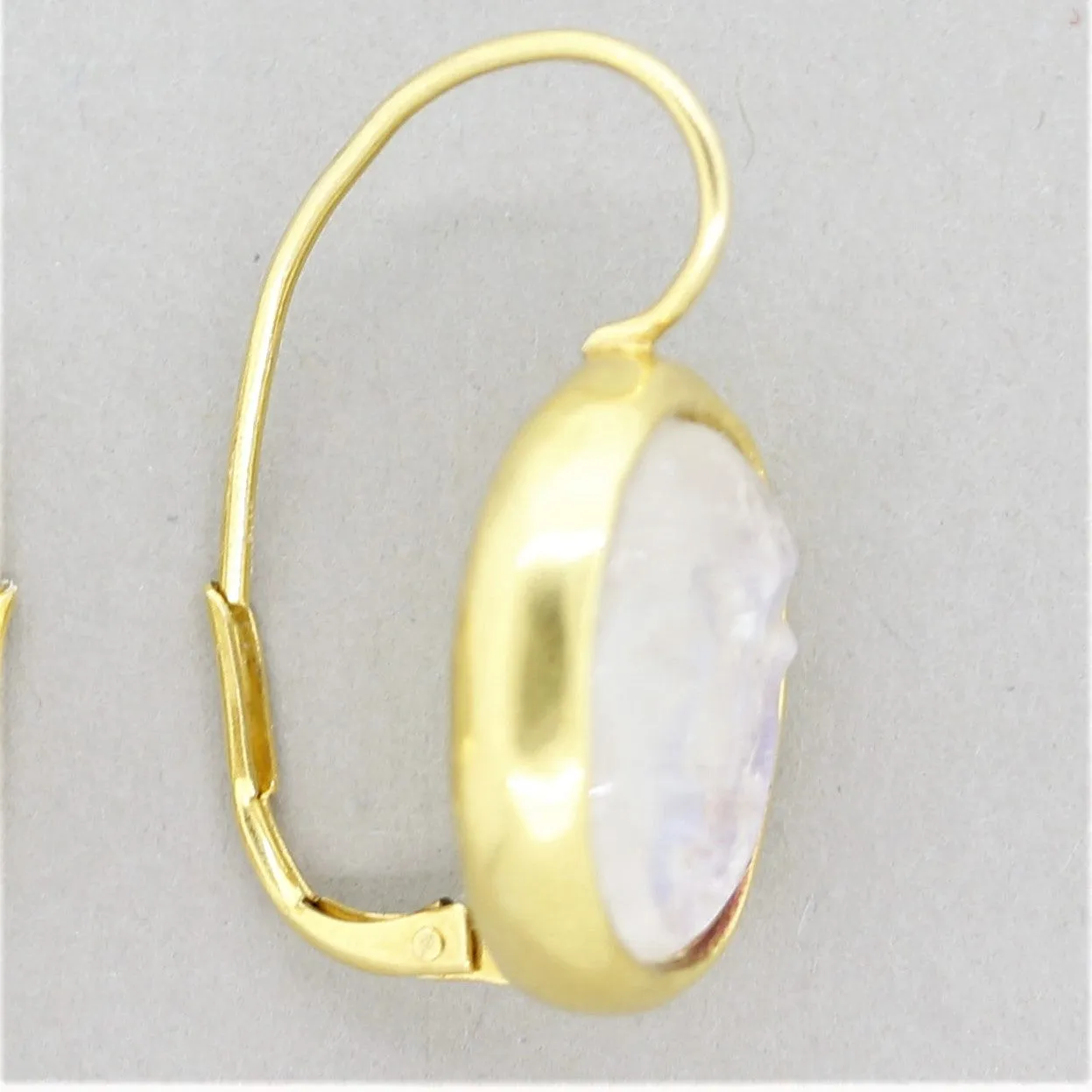 Moonstone Cameo Gold Earrings