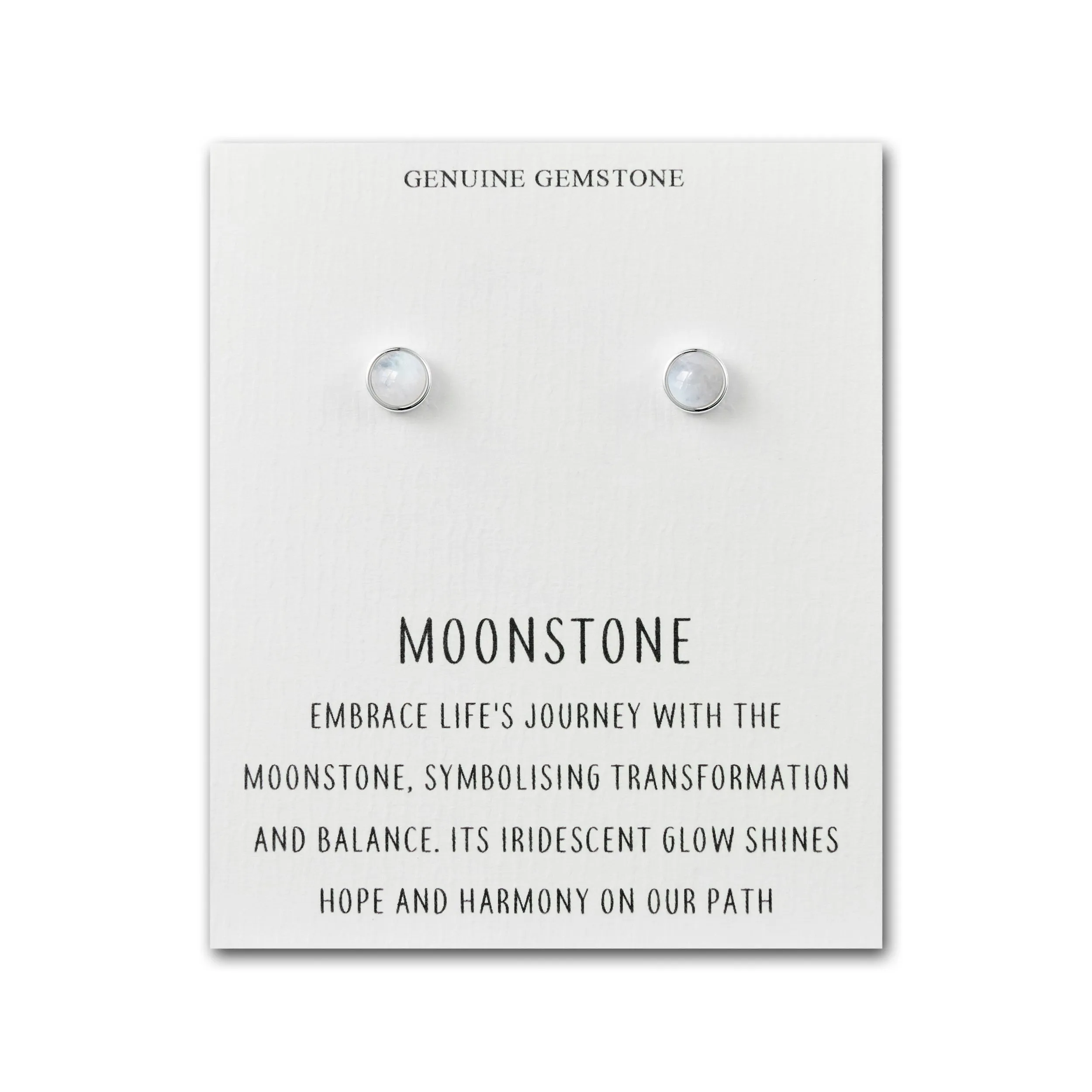 Moonstone Stud Earrings with Quote Card
