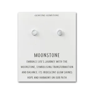 Moonstone Stud Earrings with Quote Card
