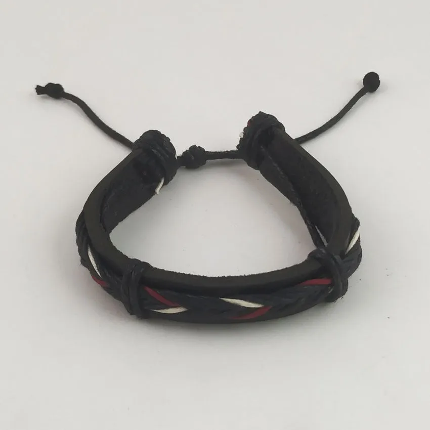 Multi Layer Leaf Feather Pu Leather Hand Fashion Bracelet