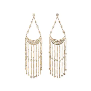 MULTI SHAPE DIAMOND CRESCENT SMOOTH BAR CHANDELIER EARRINGS