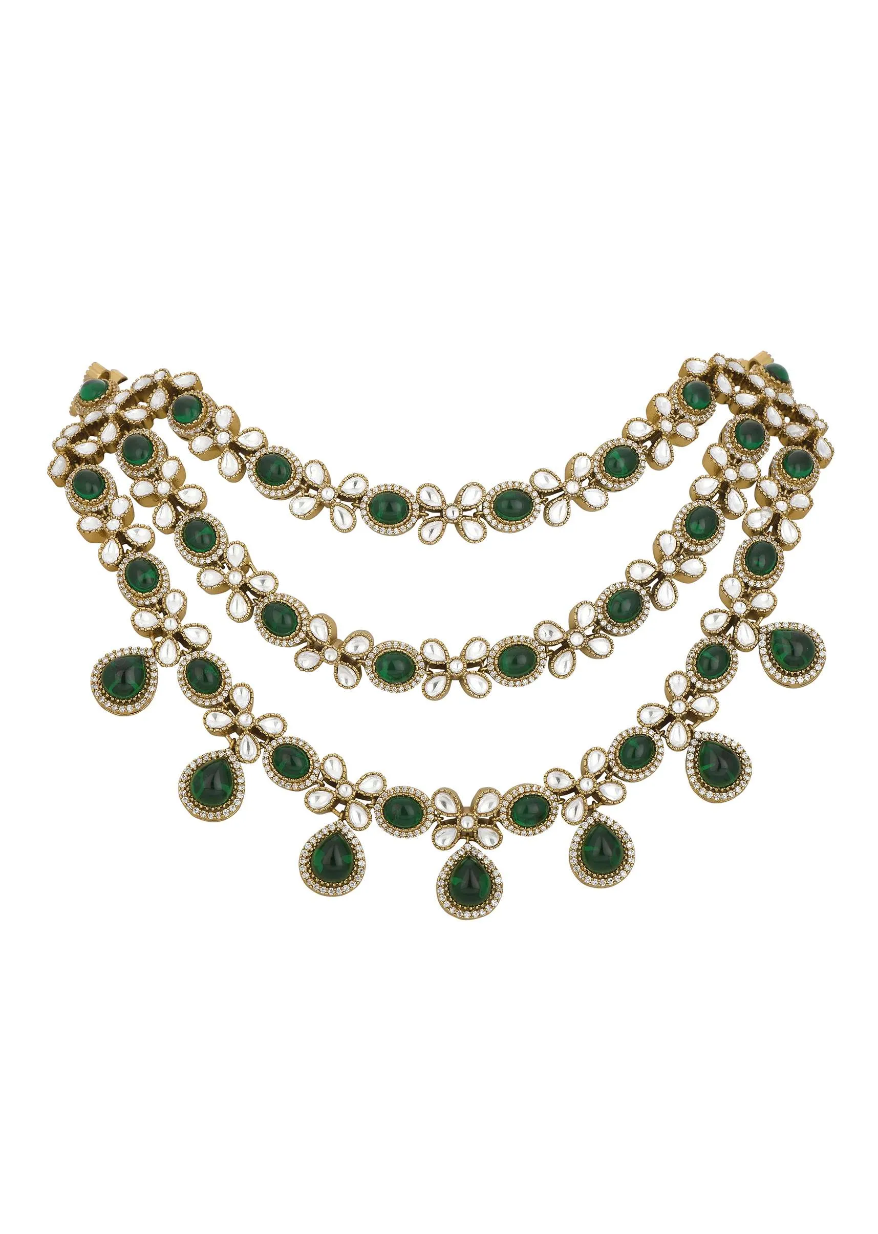Multicolor Layered Necklace Set With Teardrops