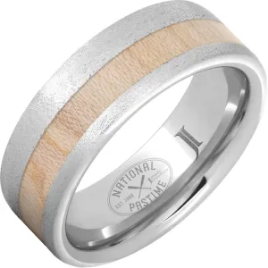 National Pastime Collection Serinium® Ring with Maple Vintage Baseball Bat Wood Inlay and Stone Finish