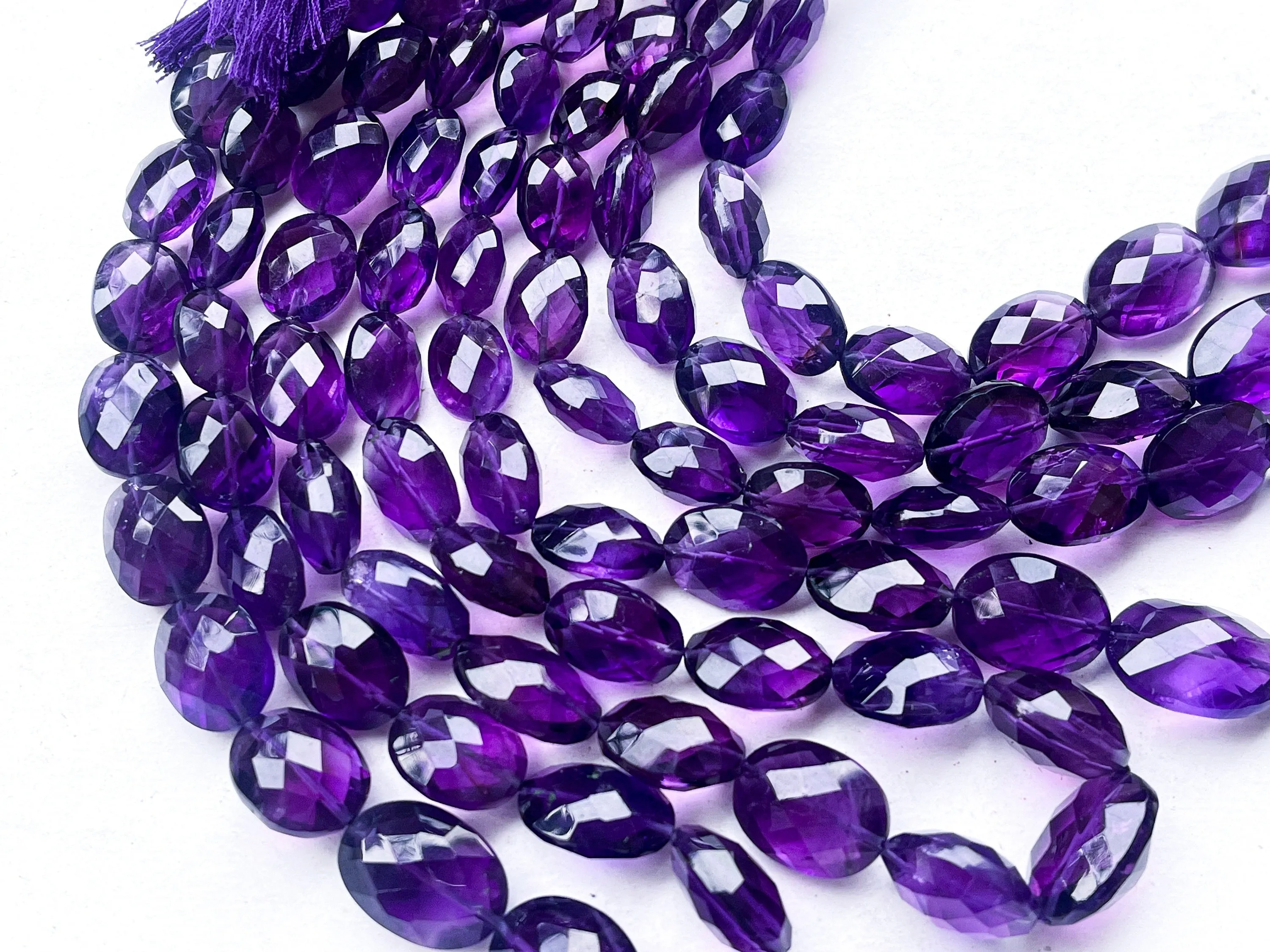 Natural Deep Purple amethyst faceted oval shape beads