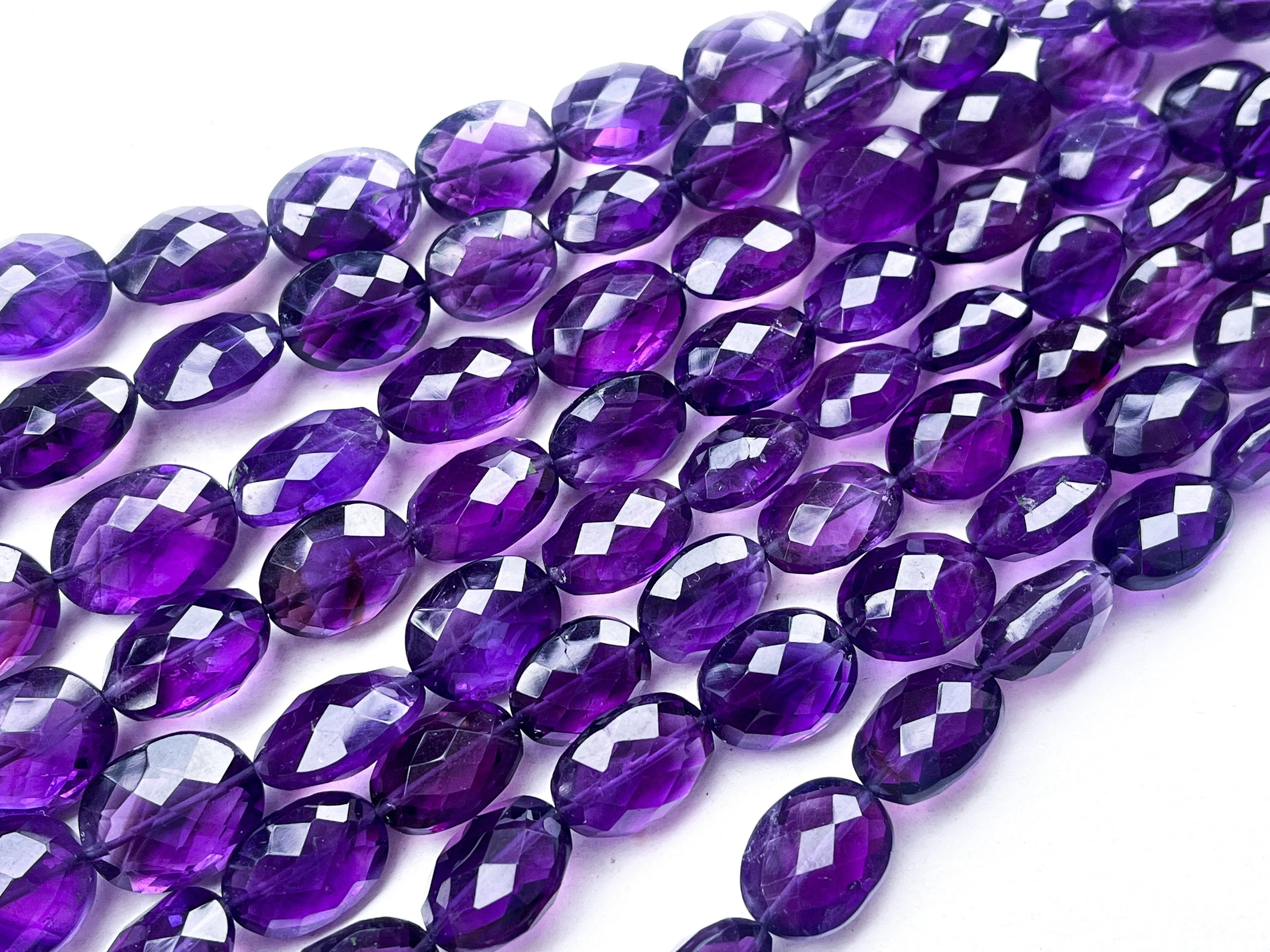 Natural Deep Purple amethyst faceted oval shape beads