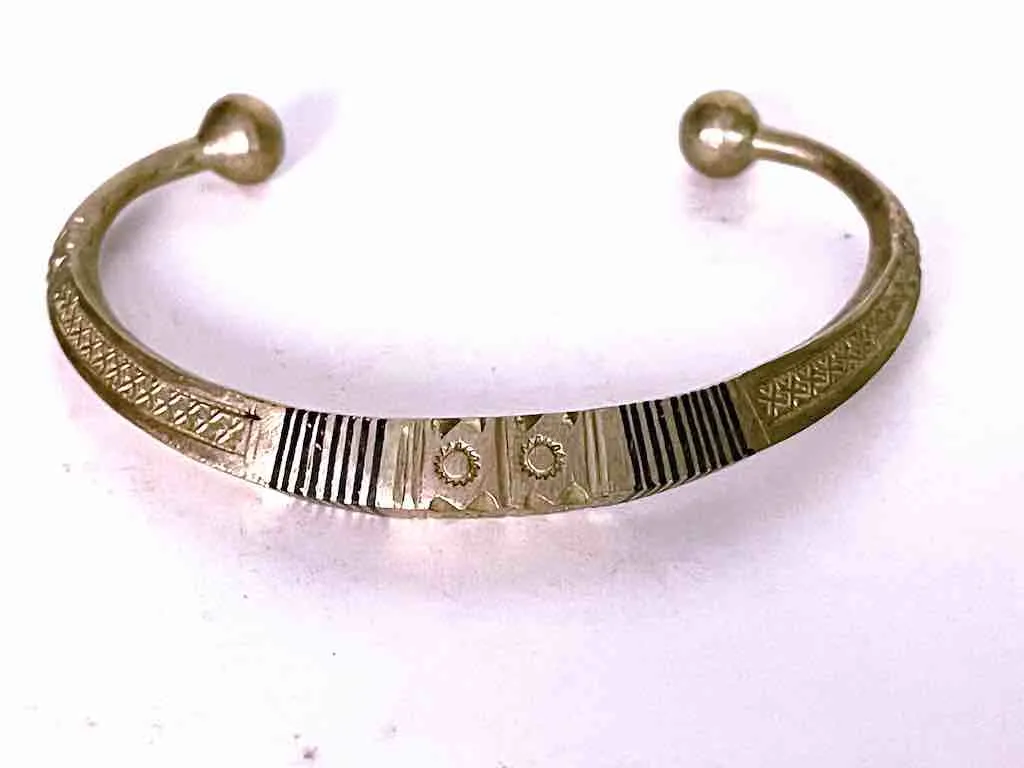 Niger Bend Tuareg Multiple Inlay Metal Bracelet