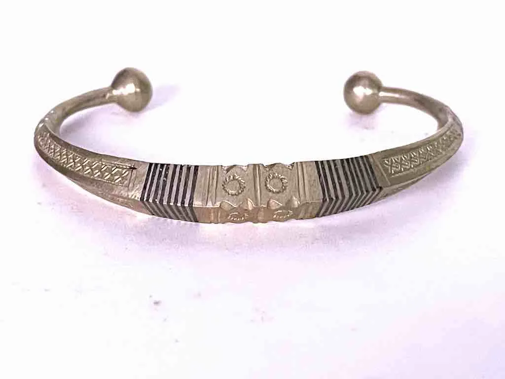 Niger Bend Tuareg Multiple Inlay Metal Bracelet