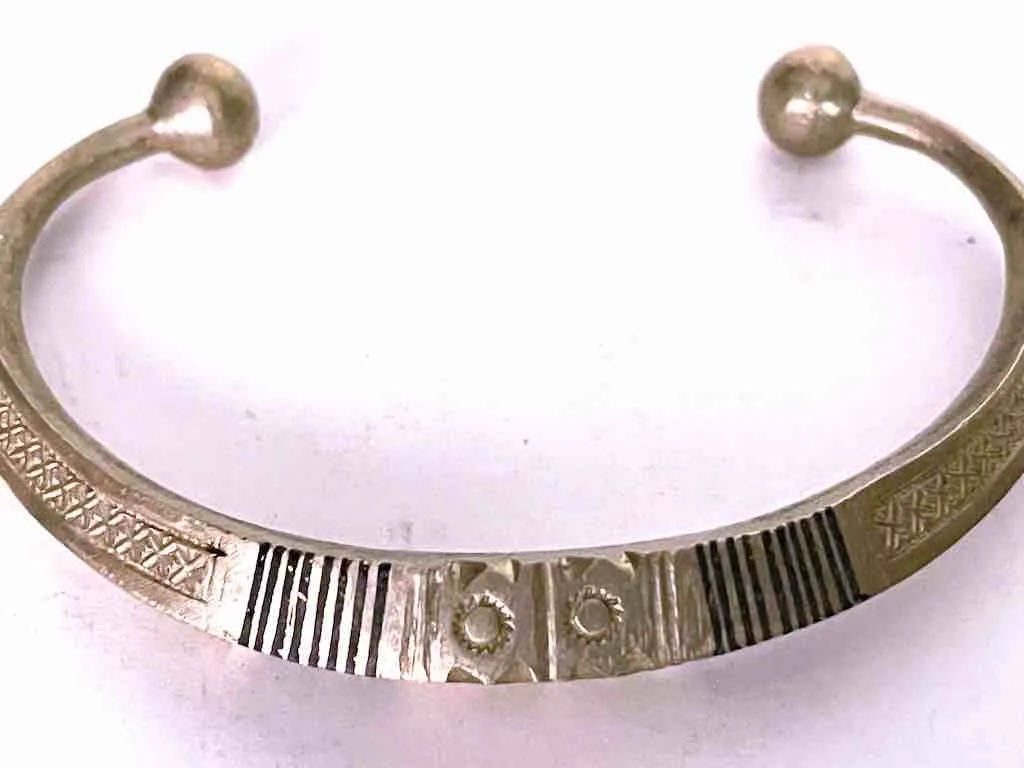 Niger Bend Tuareg Multiple Inlay Metal Bracelet
