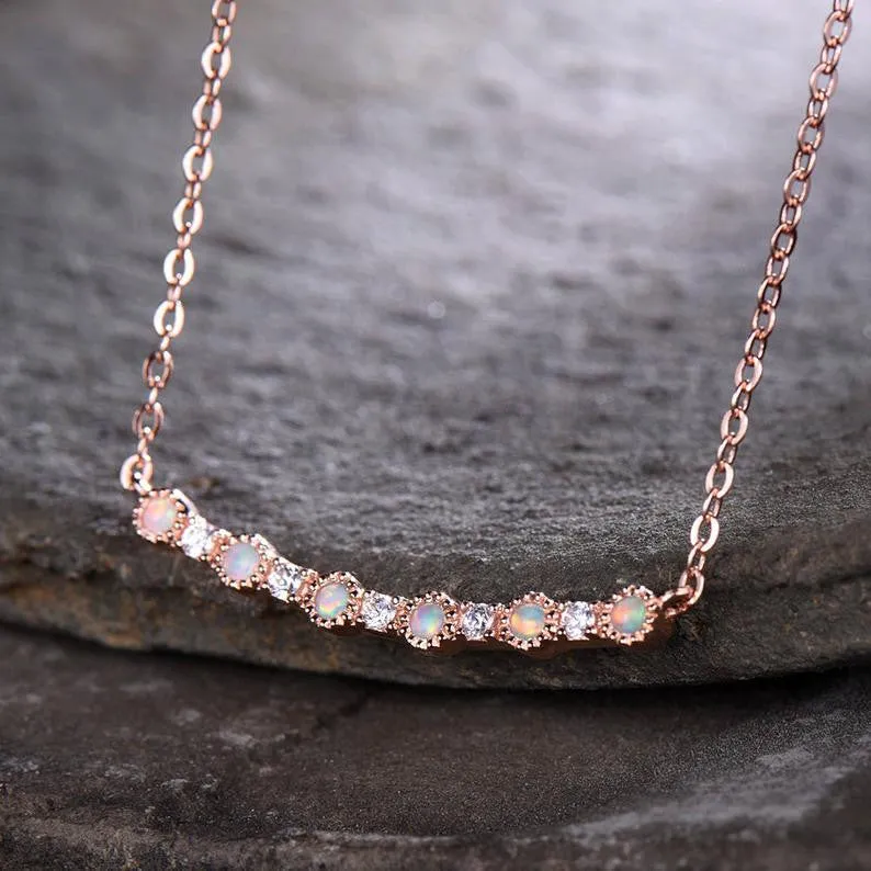 Opal Pendant Pendant Necklace Silver Moissanite Rose Gold Plated/14K/18K-14 Inches