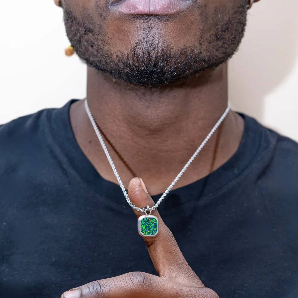 Opal Stone Pendant - Silver