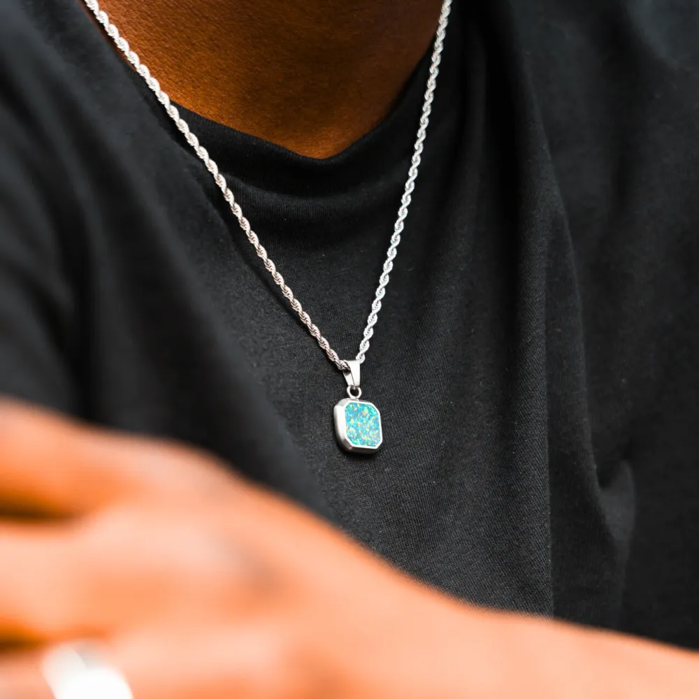 Opal Stone Pendant - Silver
