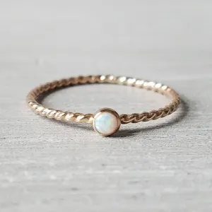 Opal Twist Ring 14k Gold Filled Stacking Ring