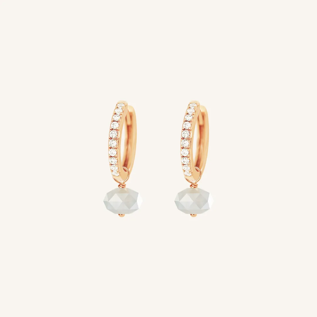 Opulent White Moonstone Crystal Hoops - Stone of Hope