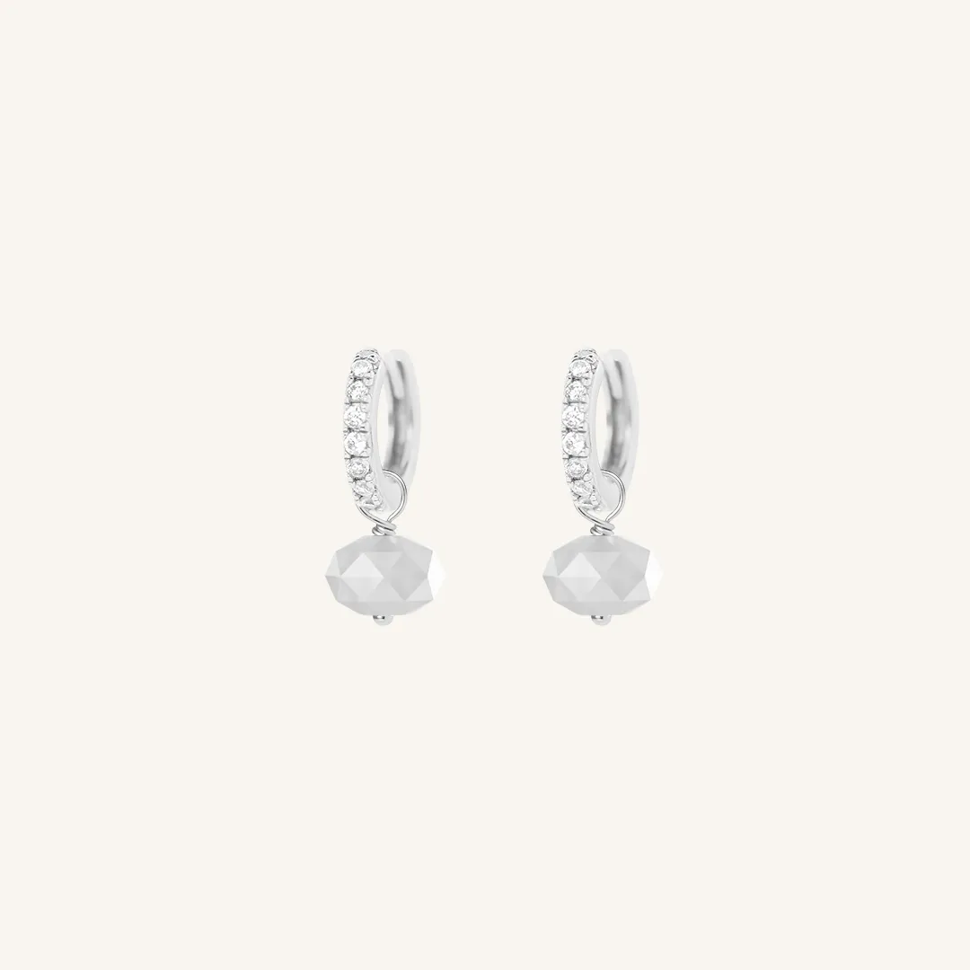 Opulent White Moonstone Crystal Hoops - Stone of Hope