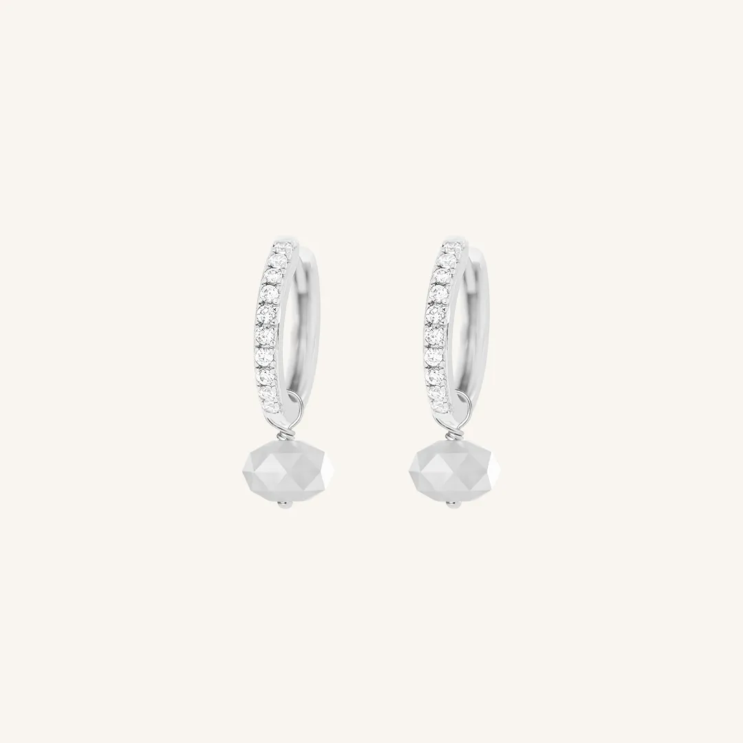 Opulent White Moonstone Crystal Hoops - Stone of Hope