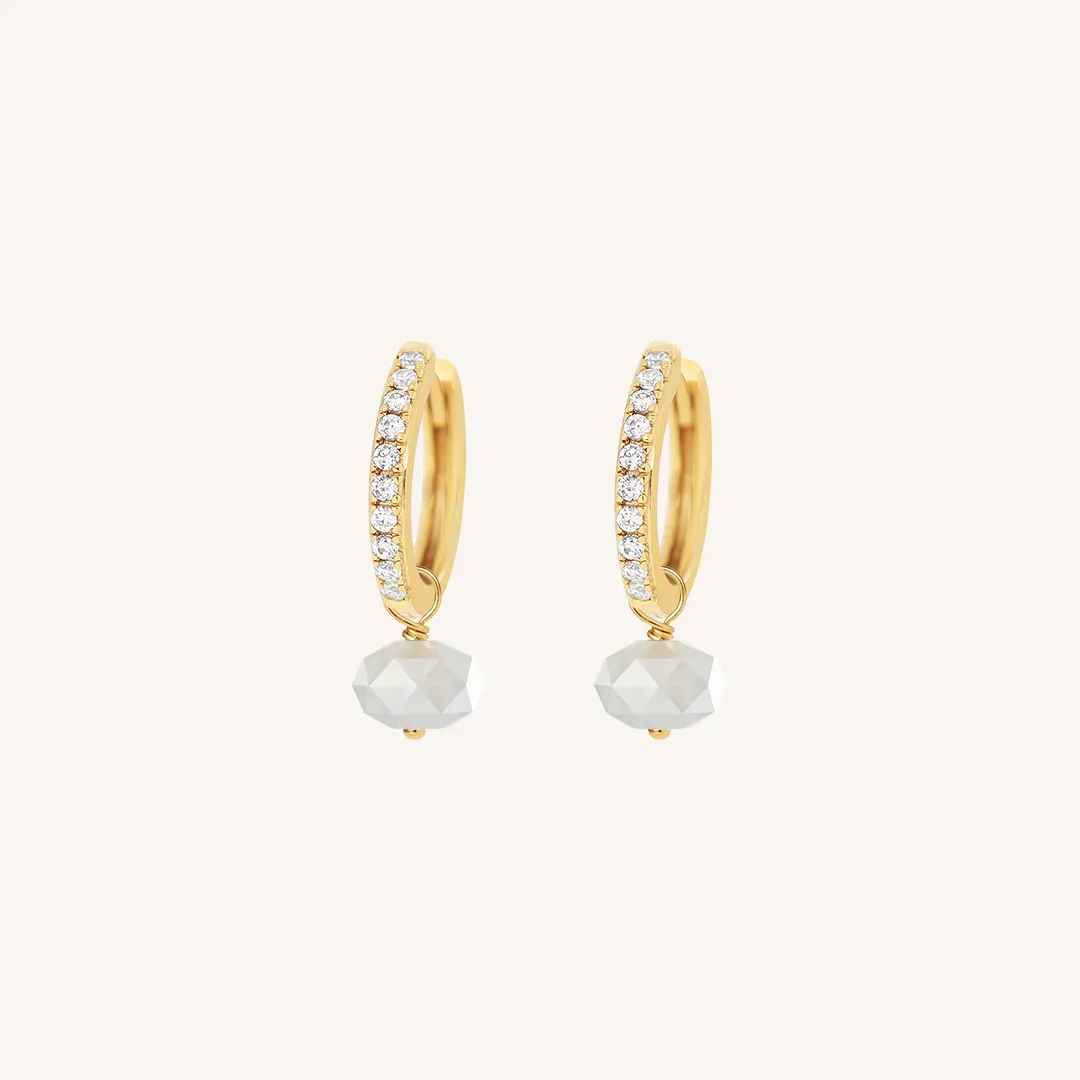 Opulent White Moonstone Crystal Hoops - Stone of Hope