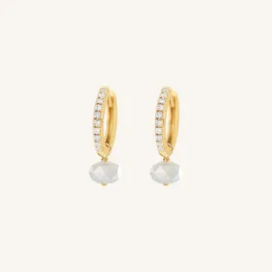 Opulent White Moonstone Crystal Hoops - Stone of Hope