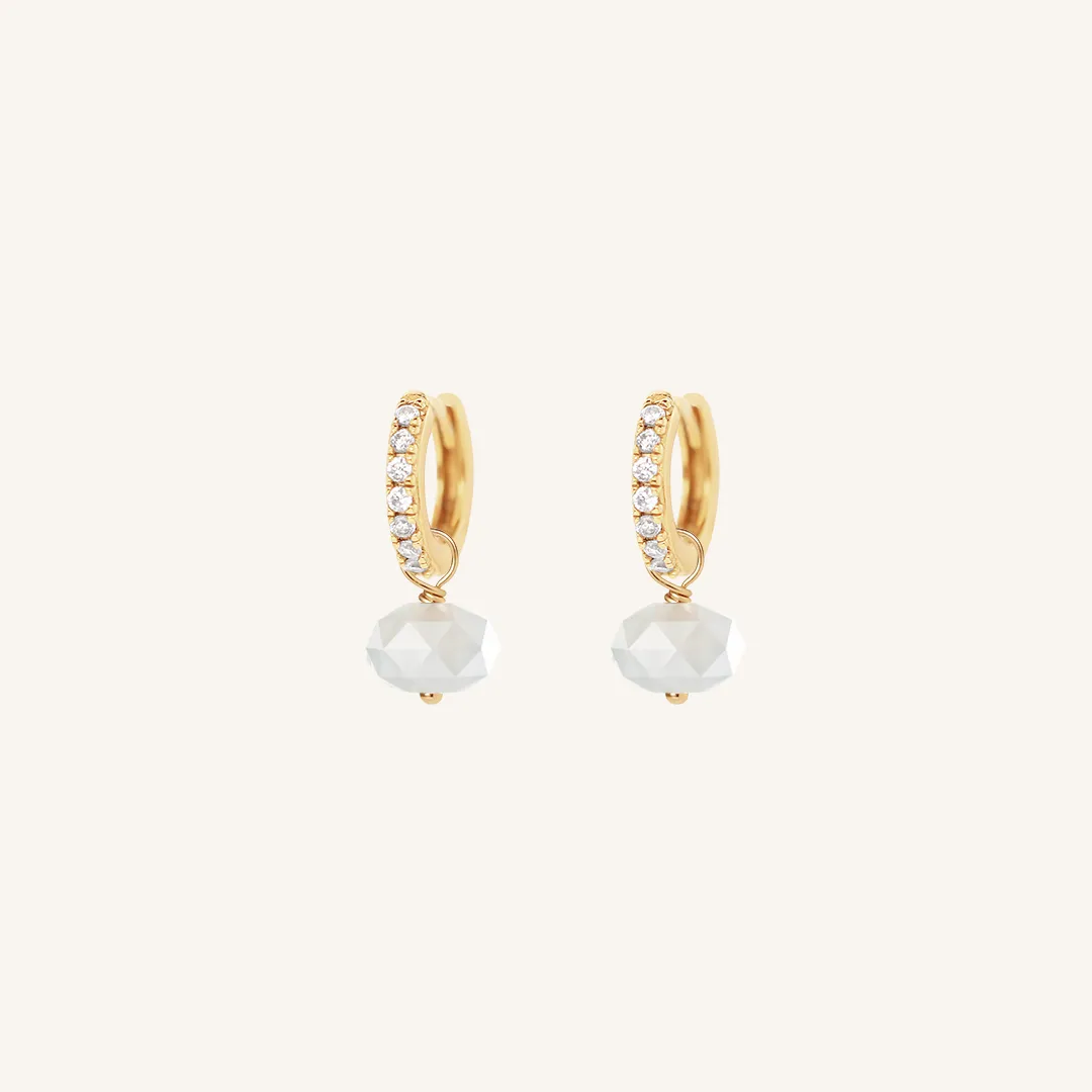 Opulent White Moonstone Crystal Hoops - Stone of Hope