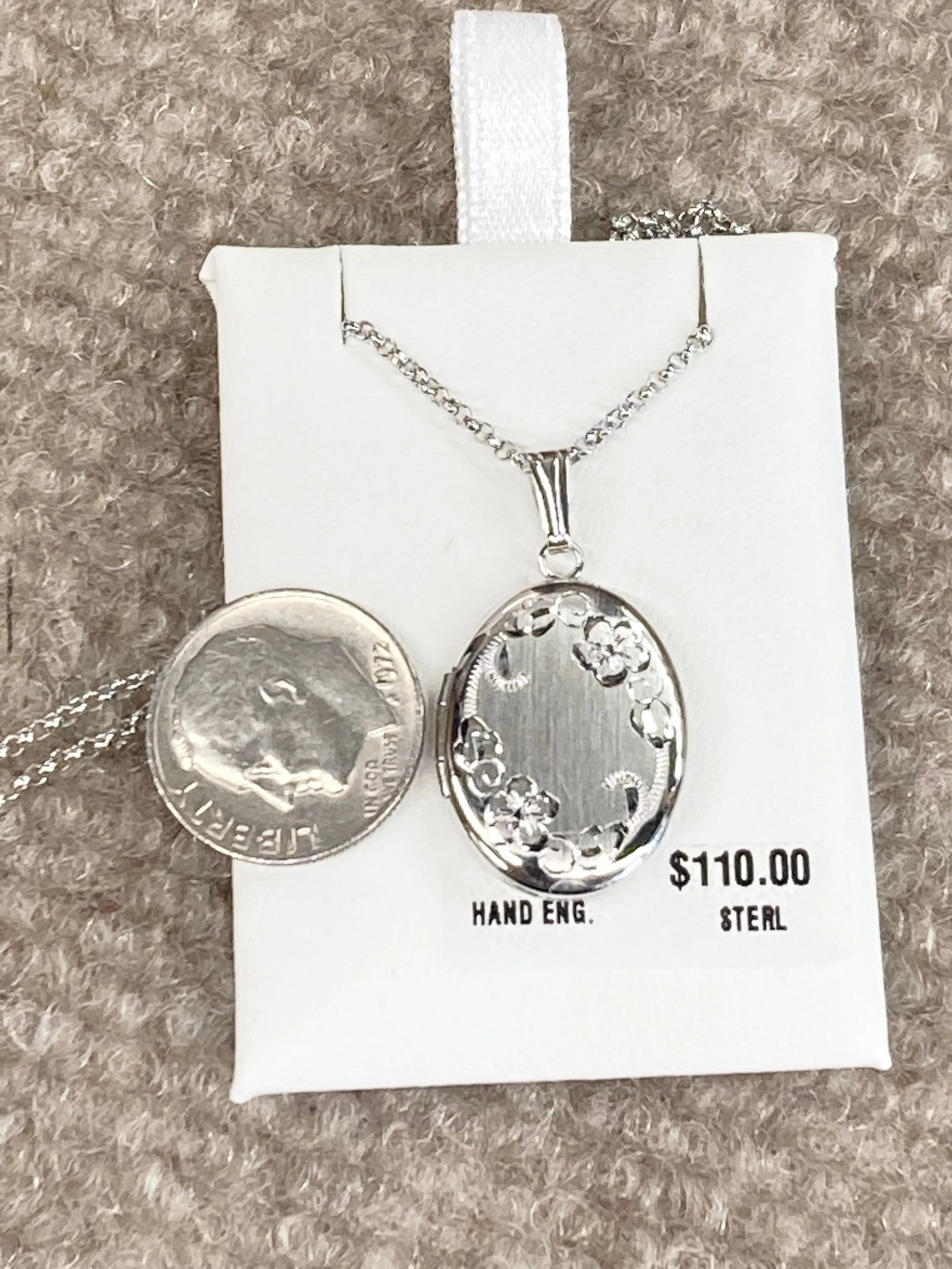 Oval Silver Locket And Chain